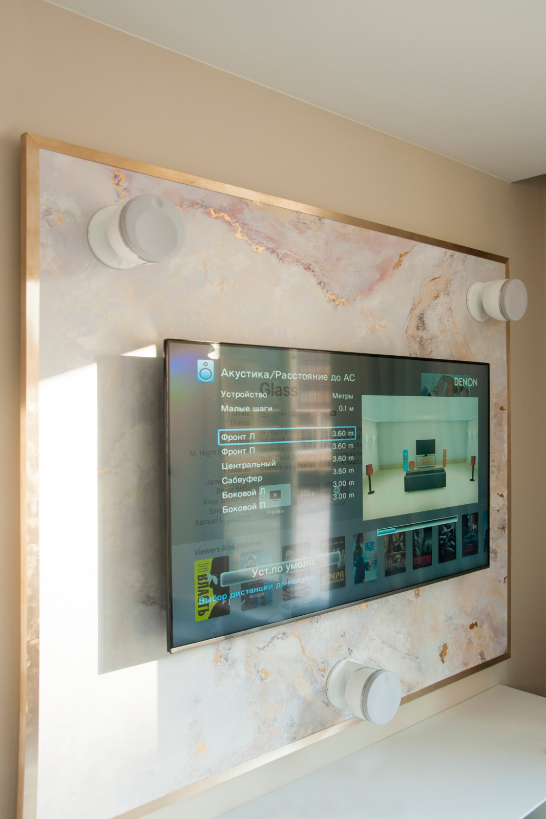 Три фронтальные колонки и ТВ