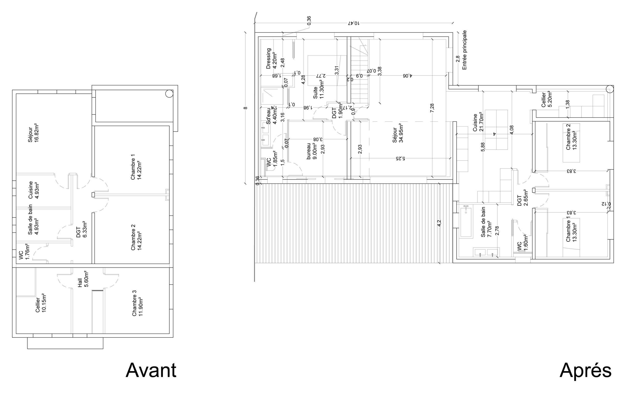 Projet E - Extension avec réaménagement d'une maison individuelle 177 m²