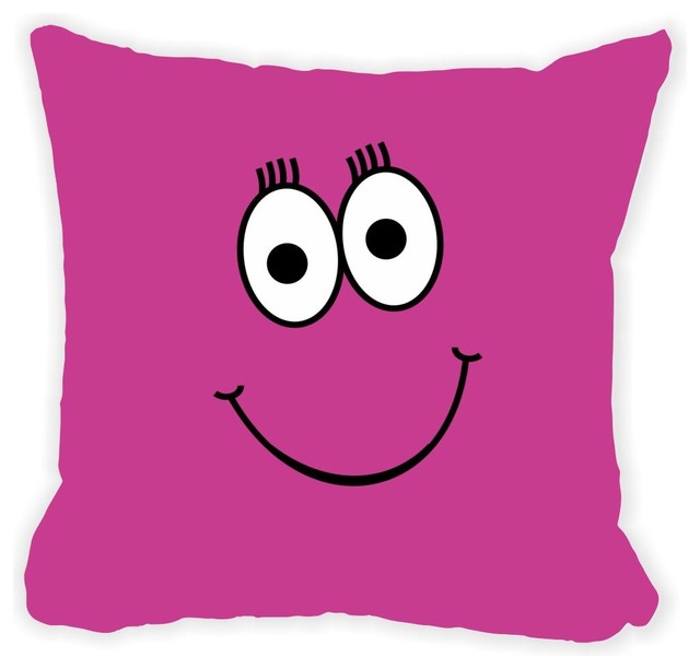 Shop Houzz Rikki Knight LLC Pink Cheeky Smiley Face Microfiber Throw Pillow - Decorative Pillows