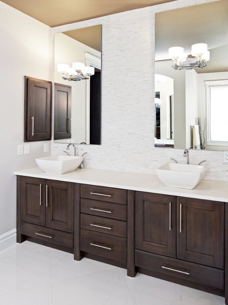 Example of a transitional bathroom design in Calgary
