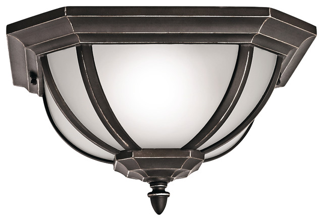 Outdoor Ceiling 2-Light, Rubbed Bronze