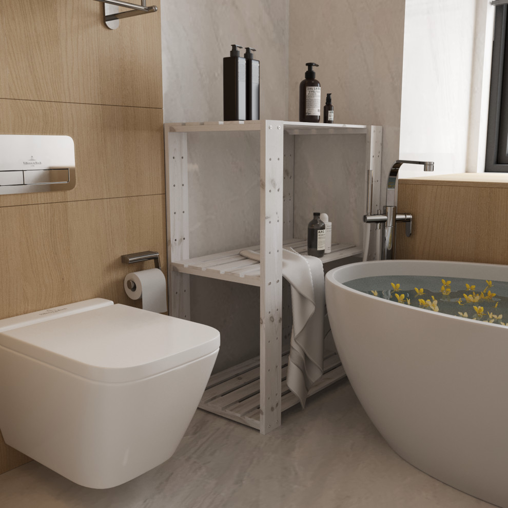 Стеллаж деревянный  БОР 1 в ванной