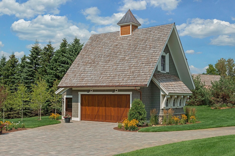 Photo of a traditional detached two-car garage in Minneapolis.