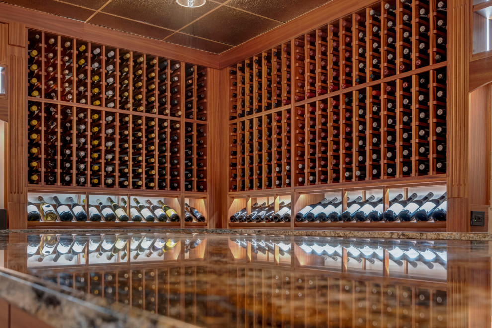 Media room converted into a unique 3,000 bottle wine cellar