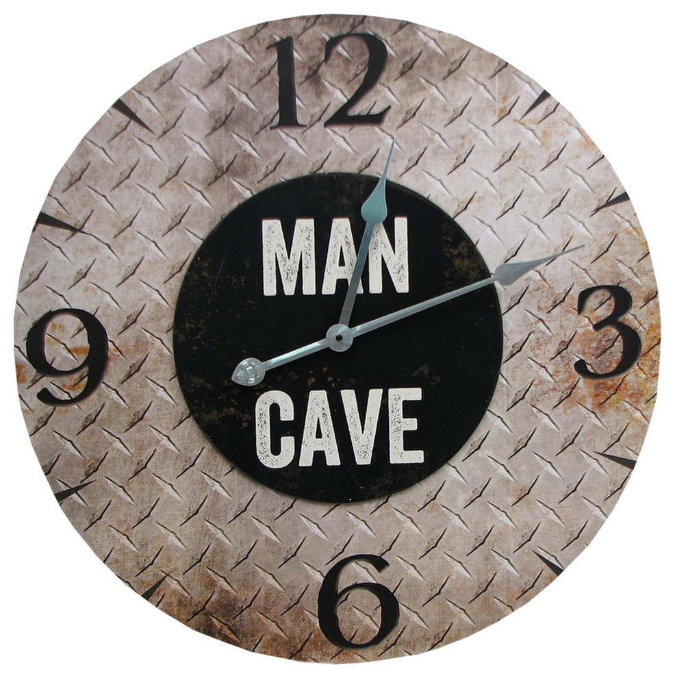 "Man Cave" Wall Wooden Clock Contemporary Wall Clocks by Imtinanz
