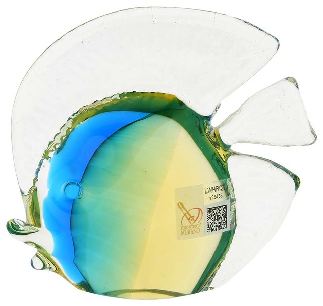 GlassOfVenice Murano Glass Tropical Fish - Amber Aqua
