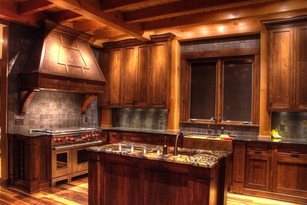 Example of a mountain style kitchen design in Minneapolis