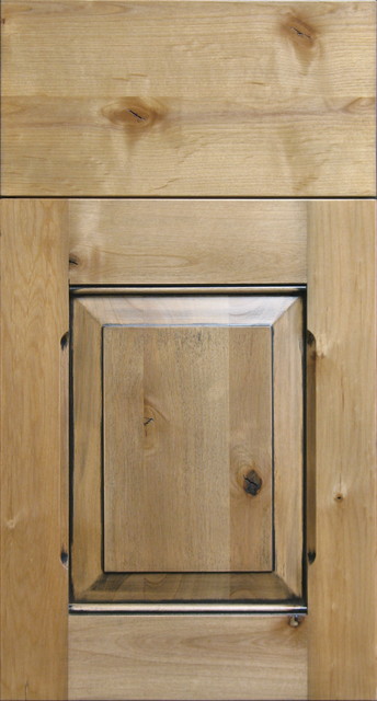 Knotty Alder Raised Panel Cabinet Door With Black Chalking