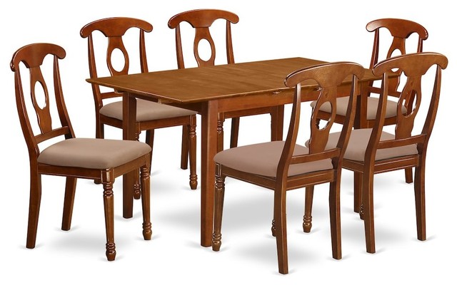 7-Piece Dinette Set, Table, Leaf and 6 Kitchen Chairs With Cushion ...
