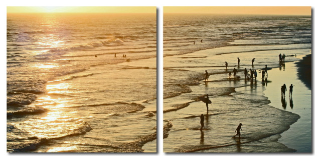 Baxton Studio Wading, The Waves Mounted Photography Print Diptych