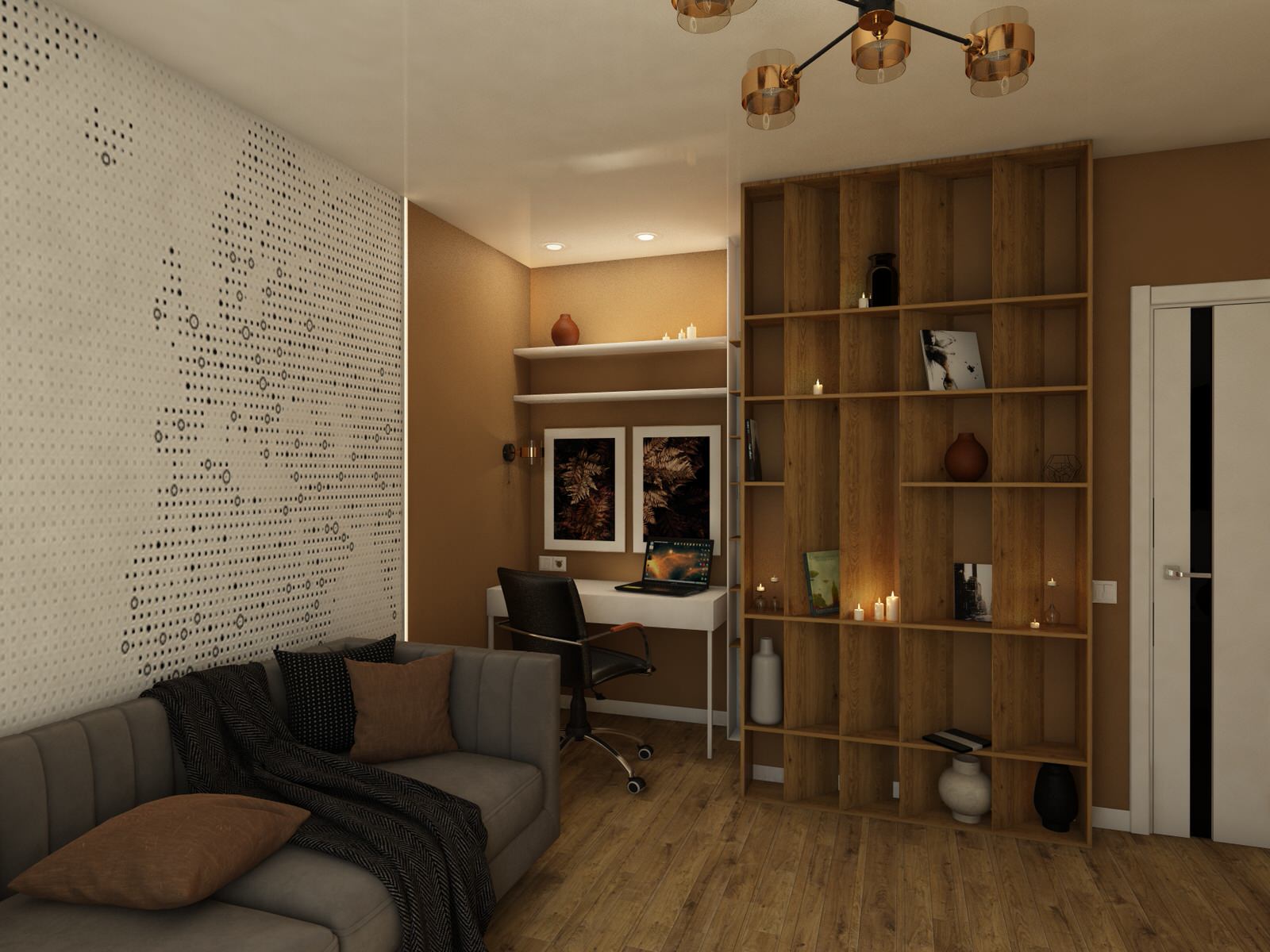 Квартира 60 кв.м. ТЗ от заказчика "Ярко и не ярко))"