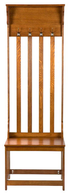 Matthew Mission Oak Hall Tree Entry Bench Craftsman Hall Trees