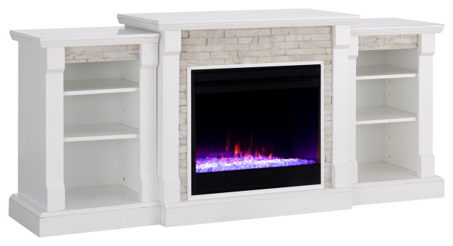 Gerald Color Changing Bookcase Fireplace Transitional