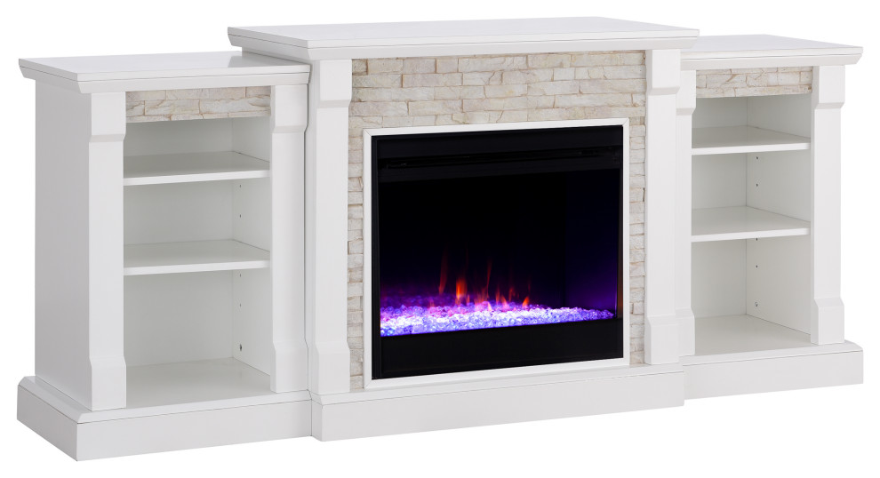 Gerald Color Changing Bookcase Fireplace Transitional