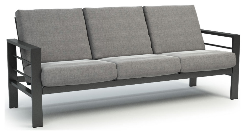 Sutton Low Back Sofa, Carbon Frame Cast Slate Fabric