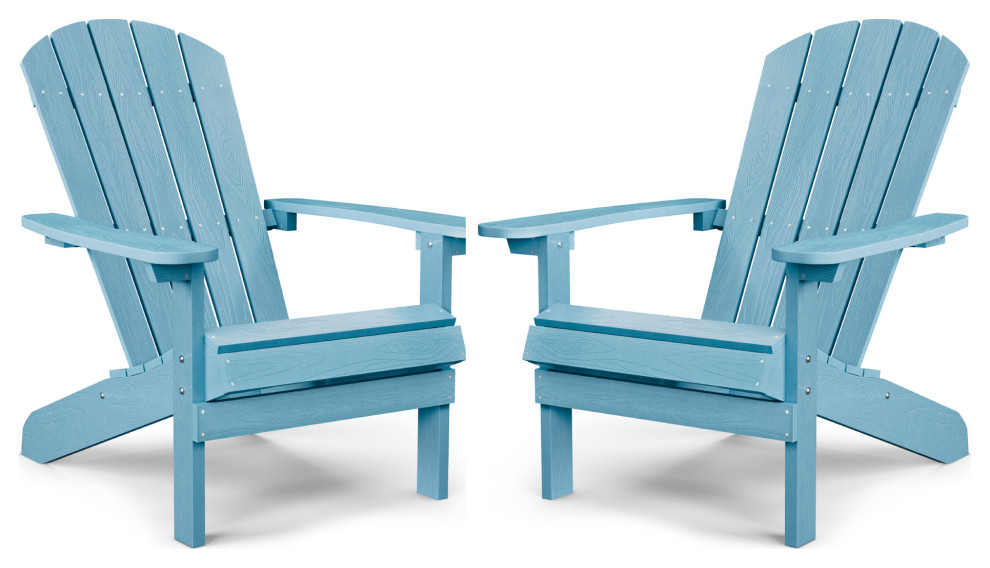 Adirondack Chairs Set of 2 Plastic Weather Resistant, Outdoor Chairss, Blue