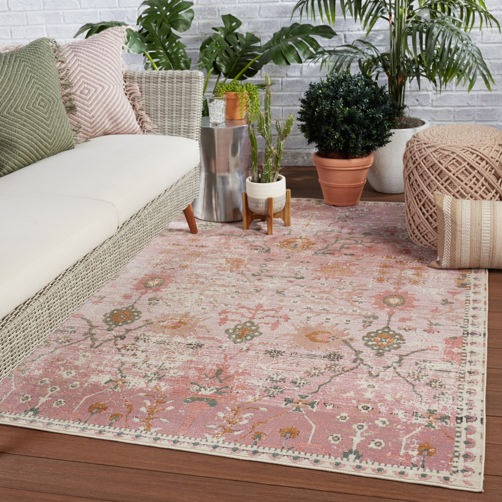 Jaipur Swoon Elva Swo06 Outdoor Rug, Pink and N and A, 4'x5'7