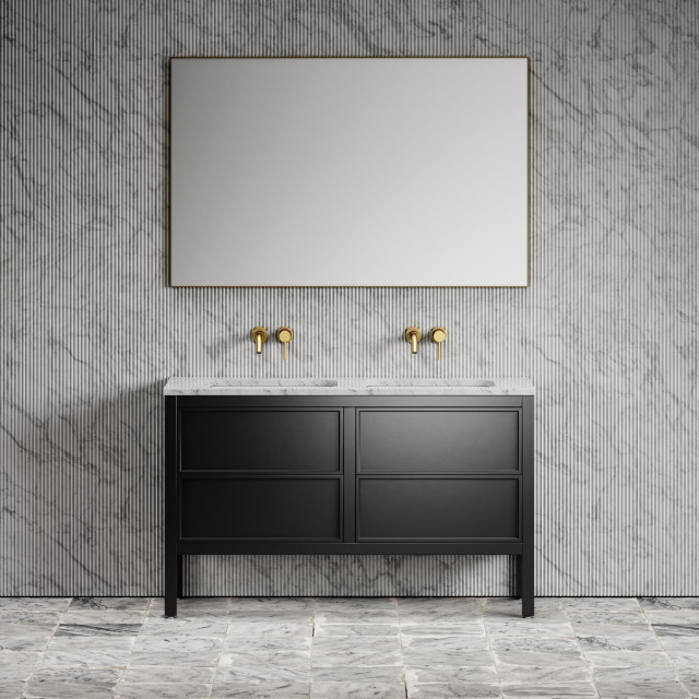 Stratford Bathroom Vanity Unit Black with Carrara Marble Stanza da