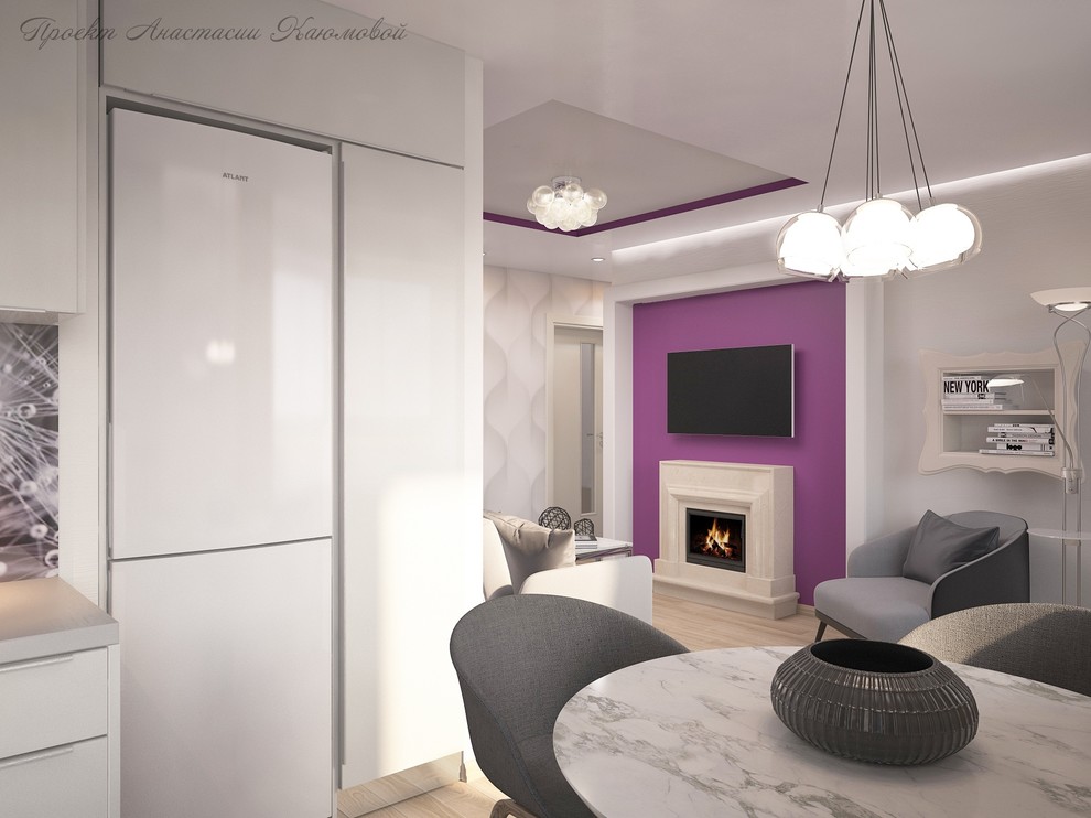 Небольшой перепад на потолке выделяет зону отдыха