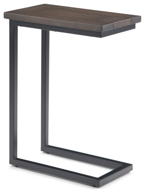 Simpli Home Skyler Contemporary End Table in Walnut and Black