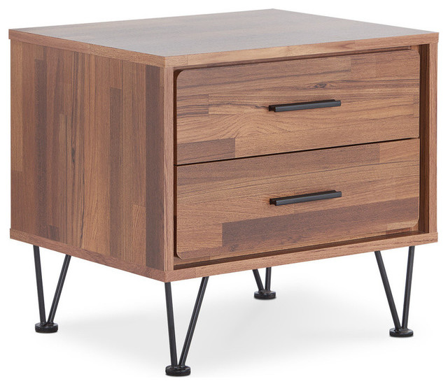 Acme Deoss 2 Drawer Nightstand In Walnut Contemporary