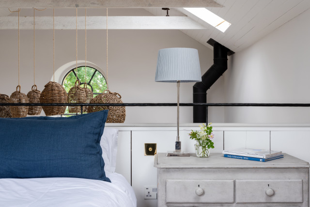 Chapel conversion rustic-bedroom