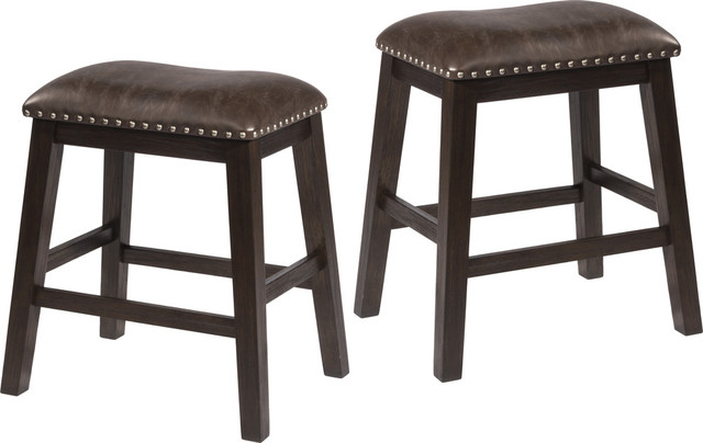 Spencer Non Swivel Backless Counter Stools Set Of 2 Dark Espresso Wire Brush Spencer Non Swivel Backless Counter Stools Set Of 2 Dark Espresso Wire Brush