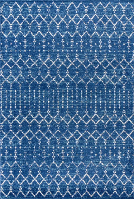 23 x 8 Blue//White JONATHAN Y Moroccan HYPE Boho Vintage Diamond Runner Rug
