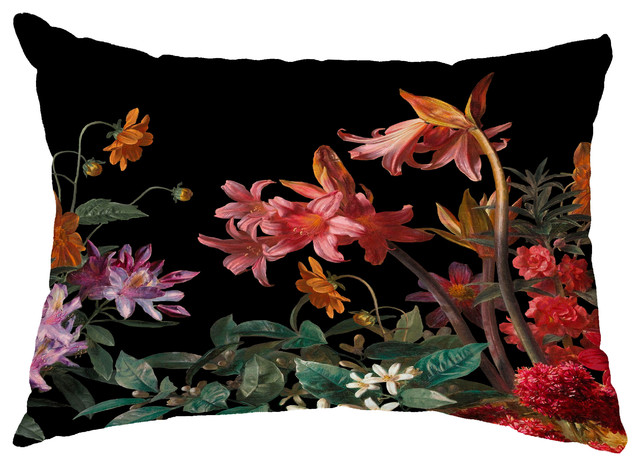black floral throw pillow