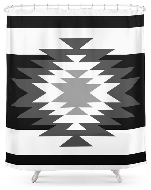 Aztec Black And White Shower Curtain Southwestern Shower