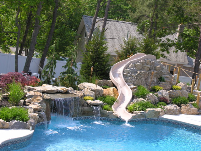 Forked River New Jersey - Vinyl Pool with Slide - Modern - Pool - New ...