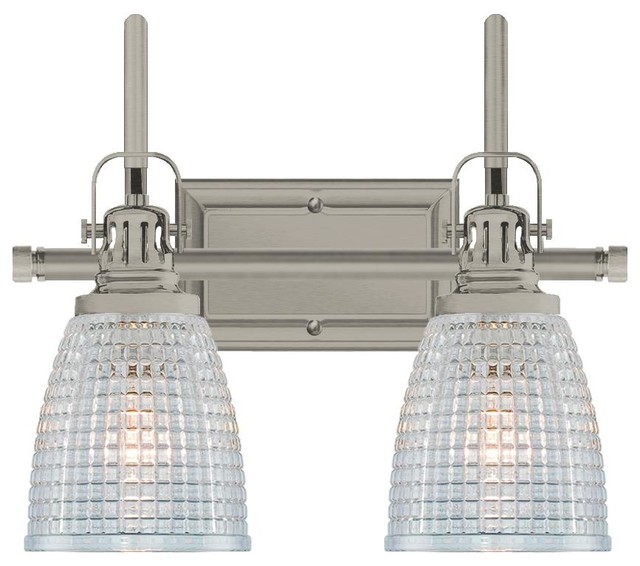Oakley 2 Light Bathroom Vanity Fixture Beehive Glass Brushed Nickel - 2 Light Bathroom Vanity Fixture Oakley 2 Light Bathroom Vanity Fixture Beehive Glass Brushed Nickel - 2 Light Bathroom Vanity Fixture