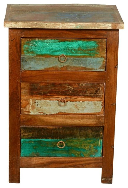 Kirby Rustic Reclaimed Wood 3 Drawer Nightstand Farmhouse Nightstands And Bedside Tables By Sierra Living Concepts