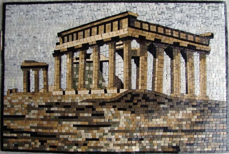 Greek Ruin Mosaic, 36" x 26" - Traditional - Tile Murals - by Mozaico