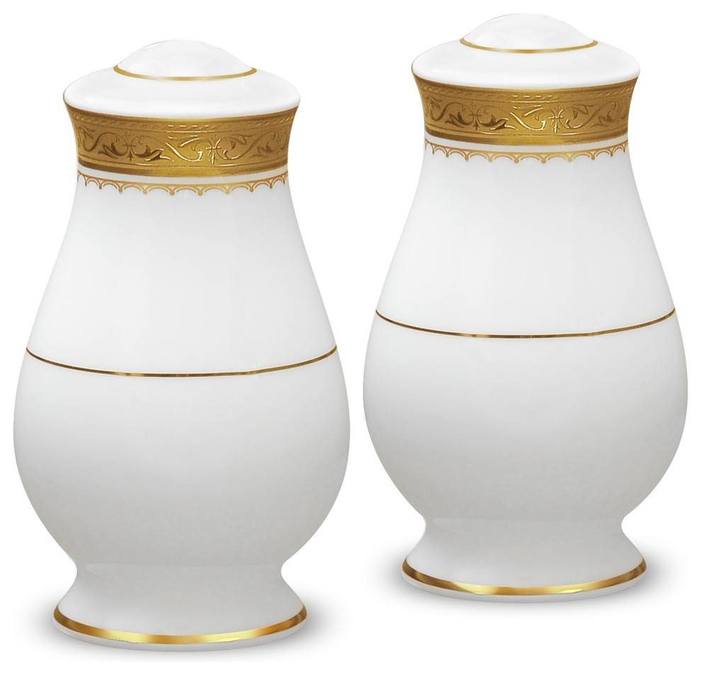 Noritake Odessa Gold Salt & Pepper Set Traditional Salt And Pepper