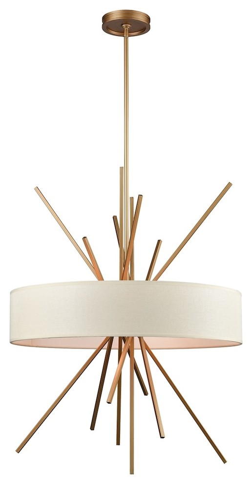 MidCentury Modern 5 Light Chandelier in Matte Gold Finish
