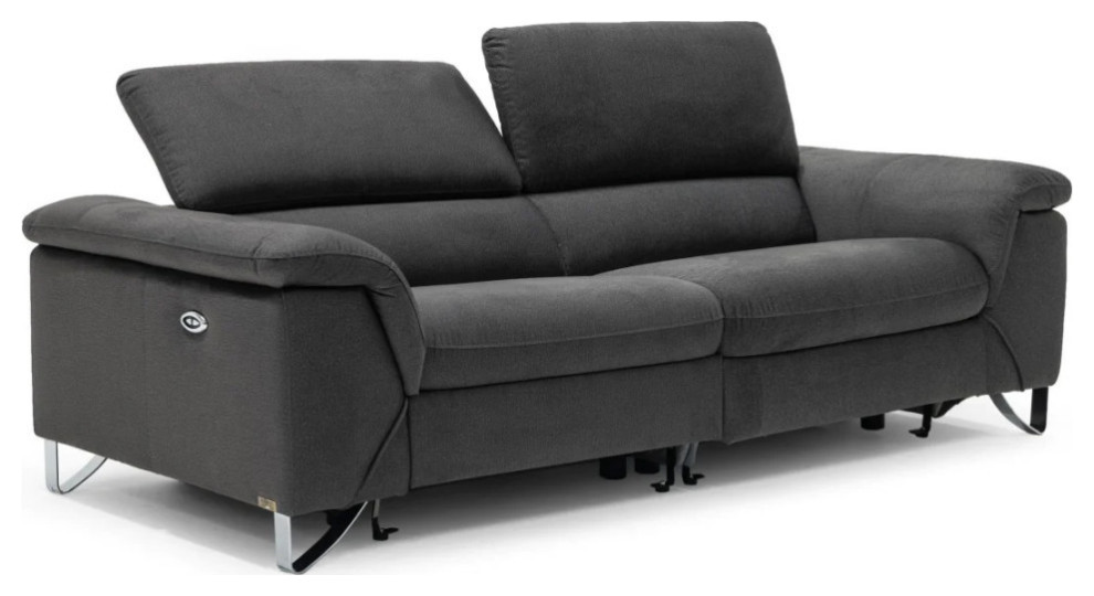 Anaya Modern Dark Gray Fabric Sofa With Electric Recliners
