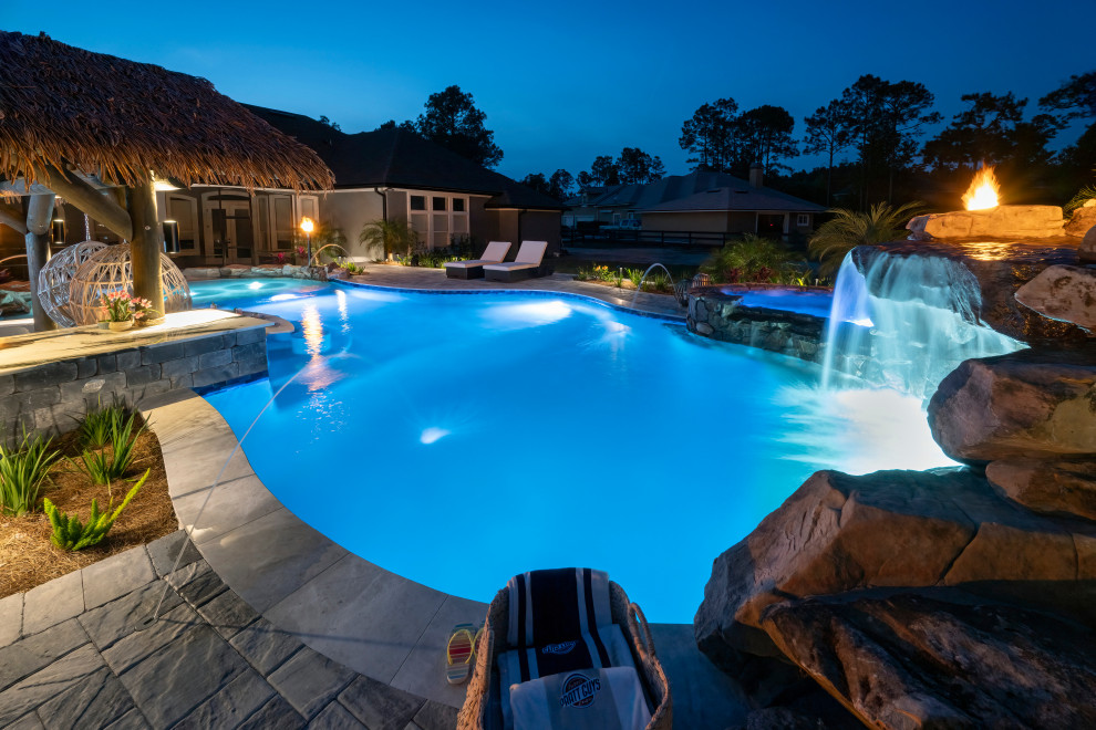 Inspiration for a rustic pool remodel in Jacksonville