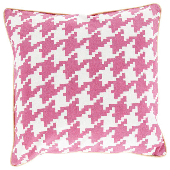 Houndstooth, Hot Pink, 22x22 Pillow