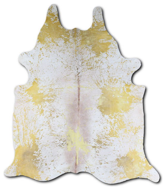 ACID WASHED HAIR ON Cowhide Rug DE DISTRESSED YELLOW, 5'x7' to 6'x8 ...