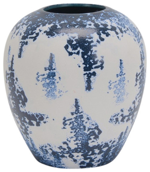 Attractive Round decorative Ceramic Vase, Blue And White - Contemporary ...