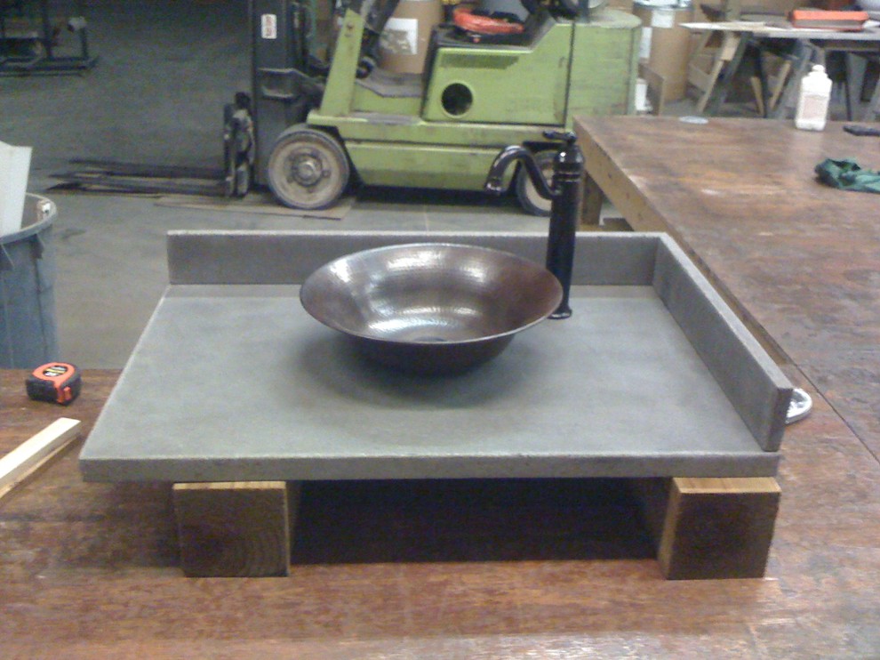Concrete Vanity Top with Copper Vessel Sink