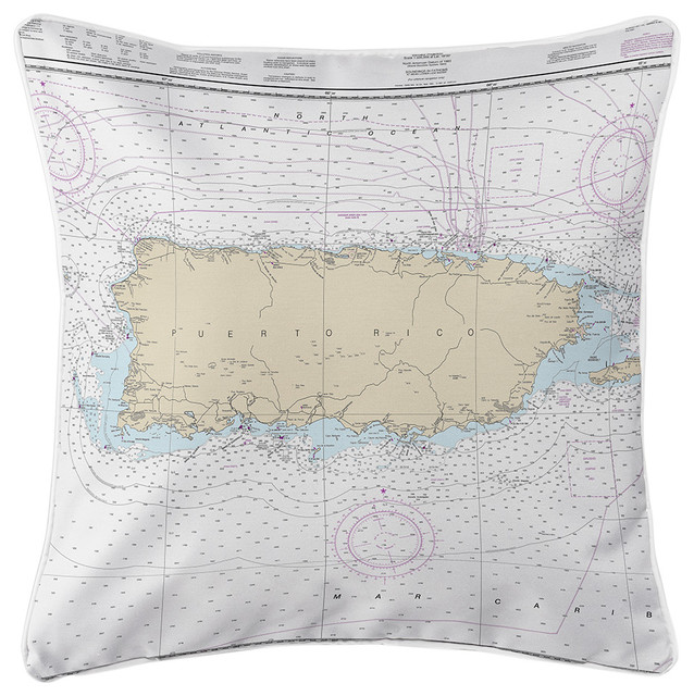 Puerto Rico Nautical Chart Pillow