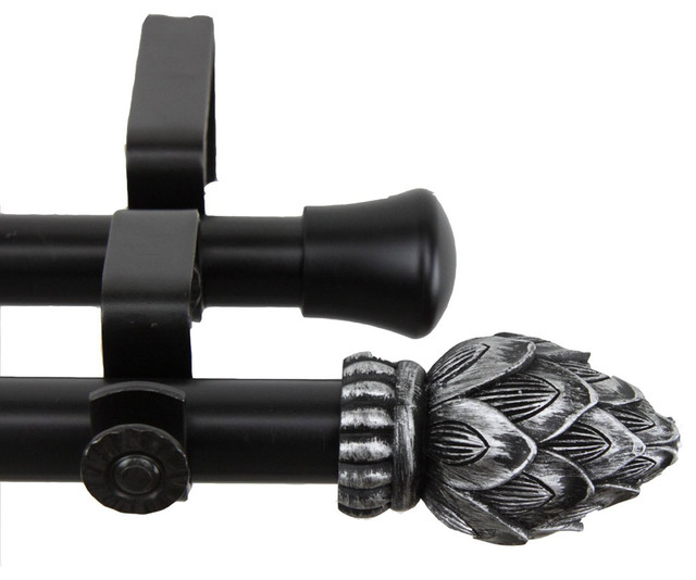 Rod Desyne Home Decorative Bud Double Curtain Rod Black