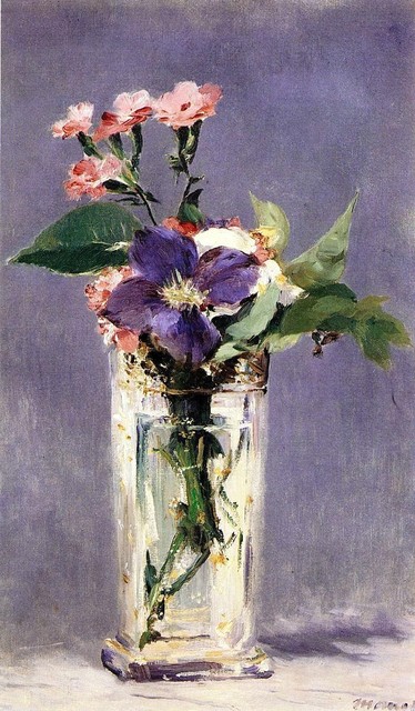 Edouard Manet Pinks And Clematis In A Crystal Vase Wall Decal