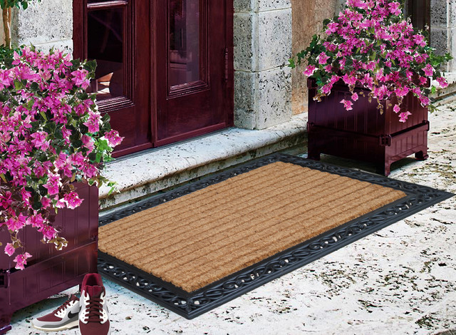 Molded Large Double Rubber And Coir Door Mat 30 X48 Contemporary