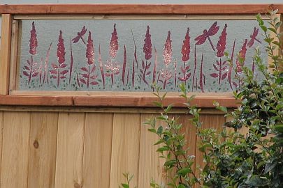Fireweed pattern of copper and dragon fly's for privacy screen