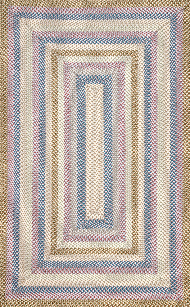 Contemporary Striped Area Rug, Blue, Multi, 5'x8'