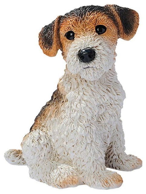 Fox Terrier Puppy Dog Statue Sculpture Figurine - Traditional - Decorative Objects And Figurines