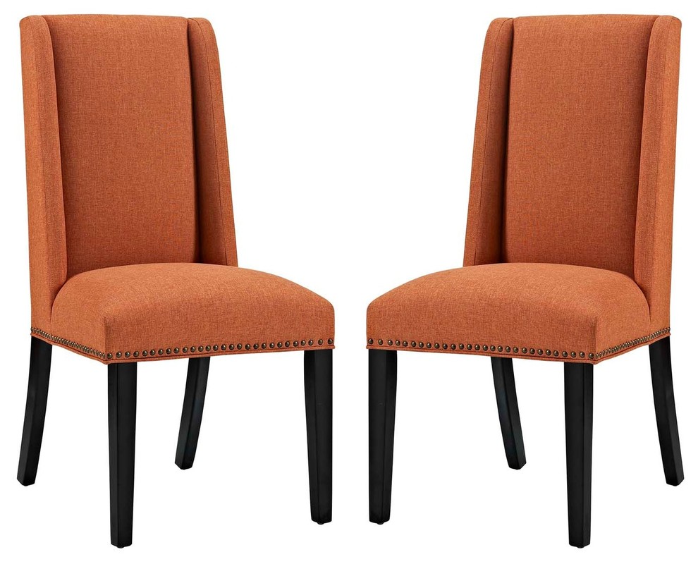 Baron Dining Chair Fabric Set of 2, Orange